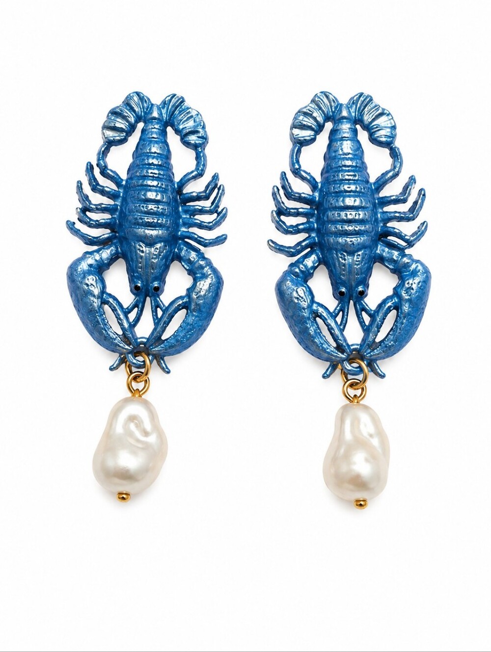 Blue Lobster Pearl Earrings